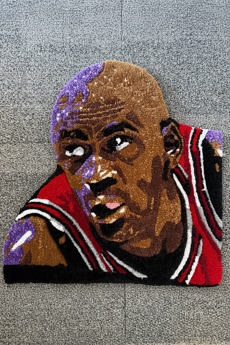 Handmade Basketball Legend Inspired Tufted Rug – Custom Sports Wall Art / Accent Rug